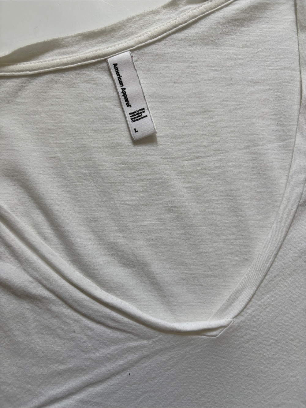 American Apparel White Scoop Neck Short Sleeve Tee